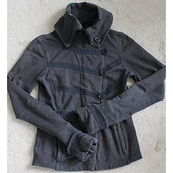 Lululemon - Admiral Jacket in Military Grey, sz 6 - Cotton Fleece, 6 - RARE - Picture 3 of 10